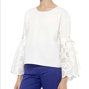 Sea New York Eyelet Belted Bell Sleeve Top